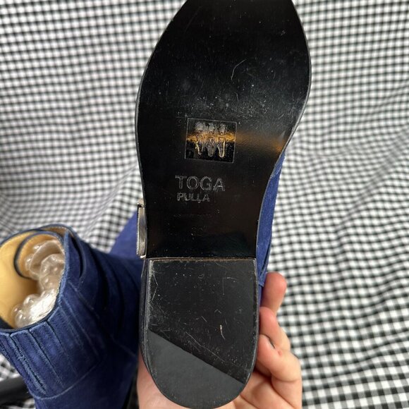 Toga Pulla Blue Suede Cowgirl Western Silver Buckle Boots Women's EU 36 / US 6 - Picture 7 of 7